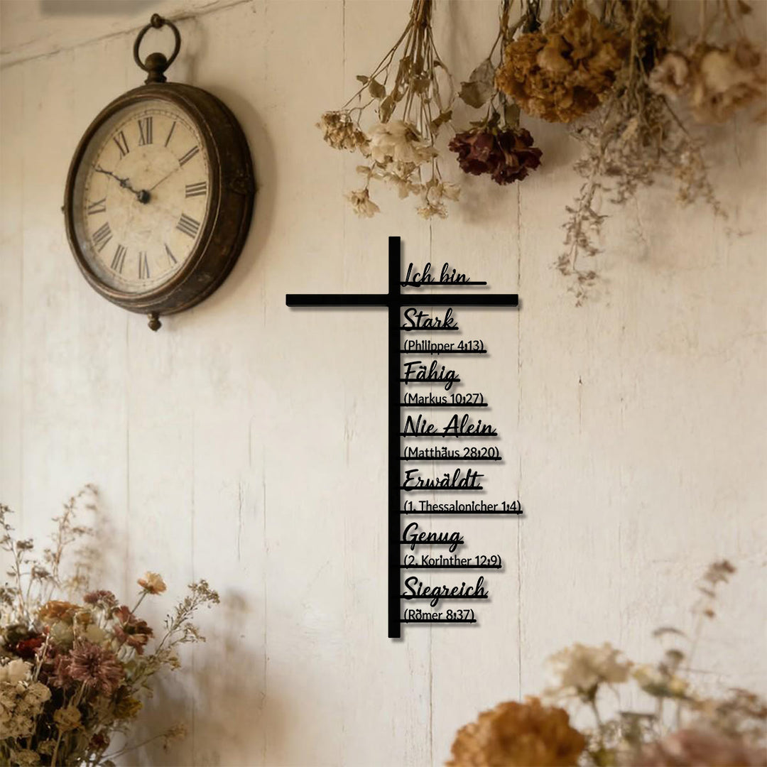 Christianartworkshop Vertical Cross German Identity Bible Verse Metal Wall Decor: Timeless Emblem of Sacred Redemptive Grace - image 2