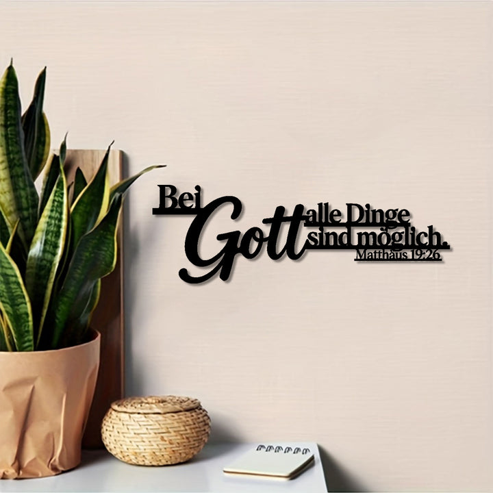 Christianartworkshop Oversized Flourish Gott Script Matthew 19:26 German Scripture Metal Wall Decor: Timeless Emblem of Sacred Redemptive Grace - image 0