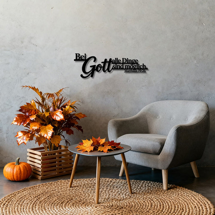 Christianartworkshop Oversized Flourish Gott Script Matthew 19:26 German Scripture Metal Wall Decor: Timeless Emblem of Sacred Redemptive Grace - image 2