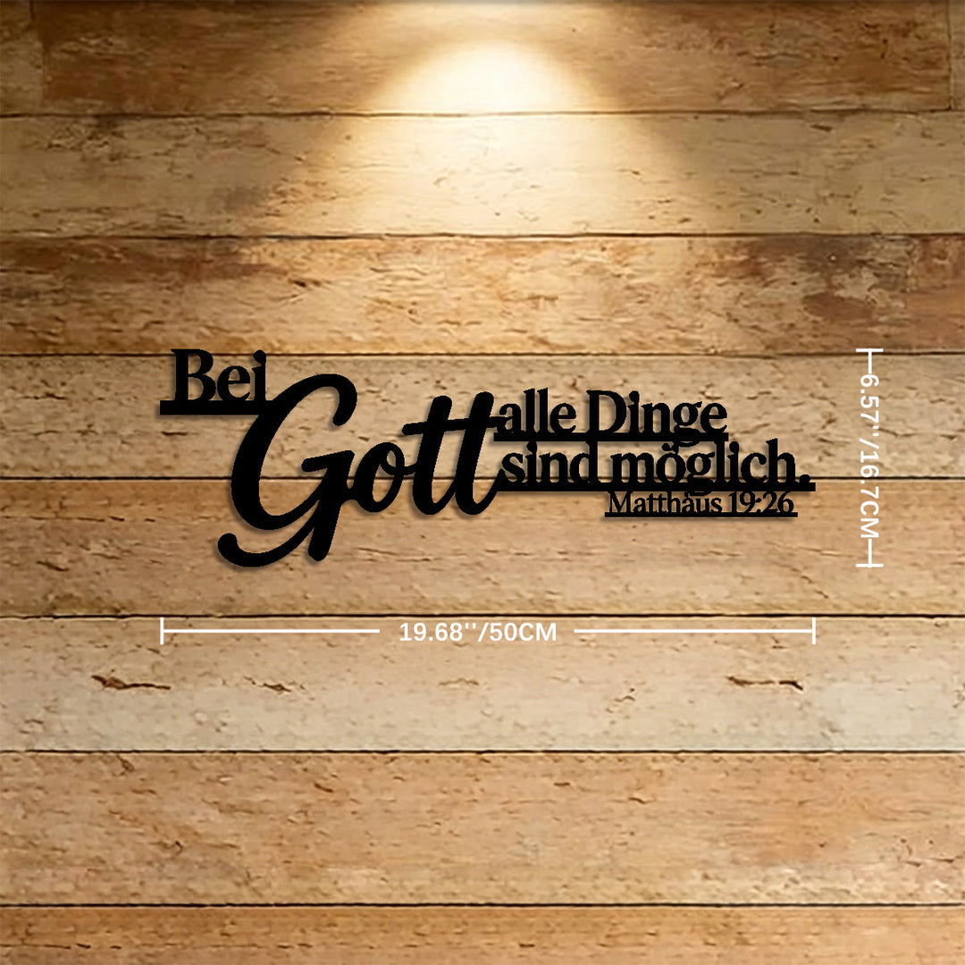 Christianartworkshop Oversized Flourish Gott Script Matthew 19:26 German Scripture Metal Wall Decor: Timeless Emblem of Sacred Redemptive Grace - 19.69''*6.57''*0.05''/50cm*16.7cm*0.12cm - image 6