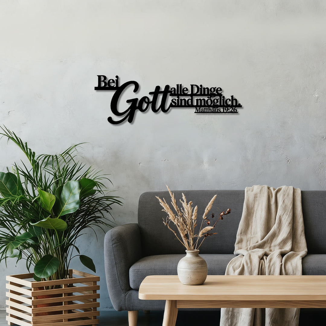 Christianartworkshop Oversized Flourish Gott Script Matthew 19:26 German Scripture Metal Wall Decor: Timeless Emblem of Sacred Redemptive Grace - image 3