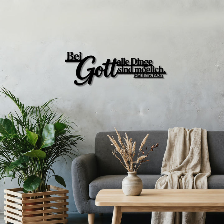 Christianartworkshop Oversized Flourish Gott Script Matthew 19:26 German Scripture Metal Wall Decor: Timeless Emblem of Sacred Redemptive Grace - image 3