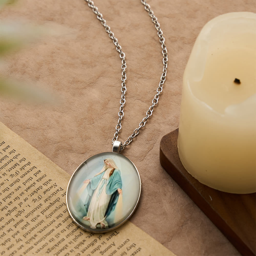 Christianartworkshop Pray Virgin Mary Blessed Pendant Miraculous Medal Necklace - image 1