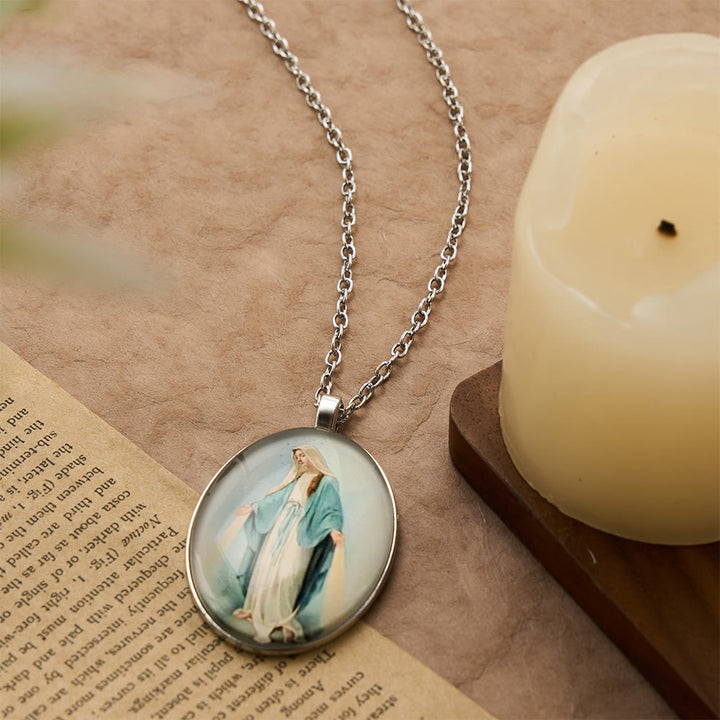 Christianartworkshop Pray Virgin Mary Blessed Pendant Miraculous Medal Necklace - image 1