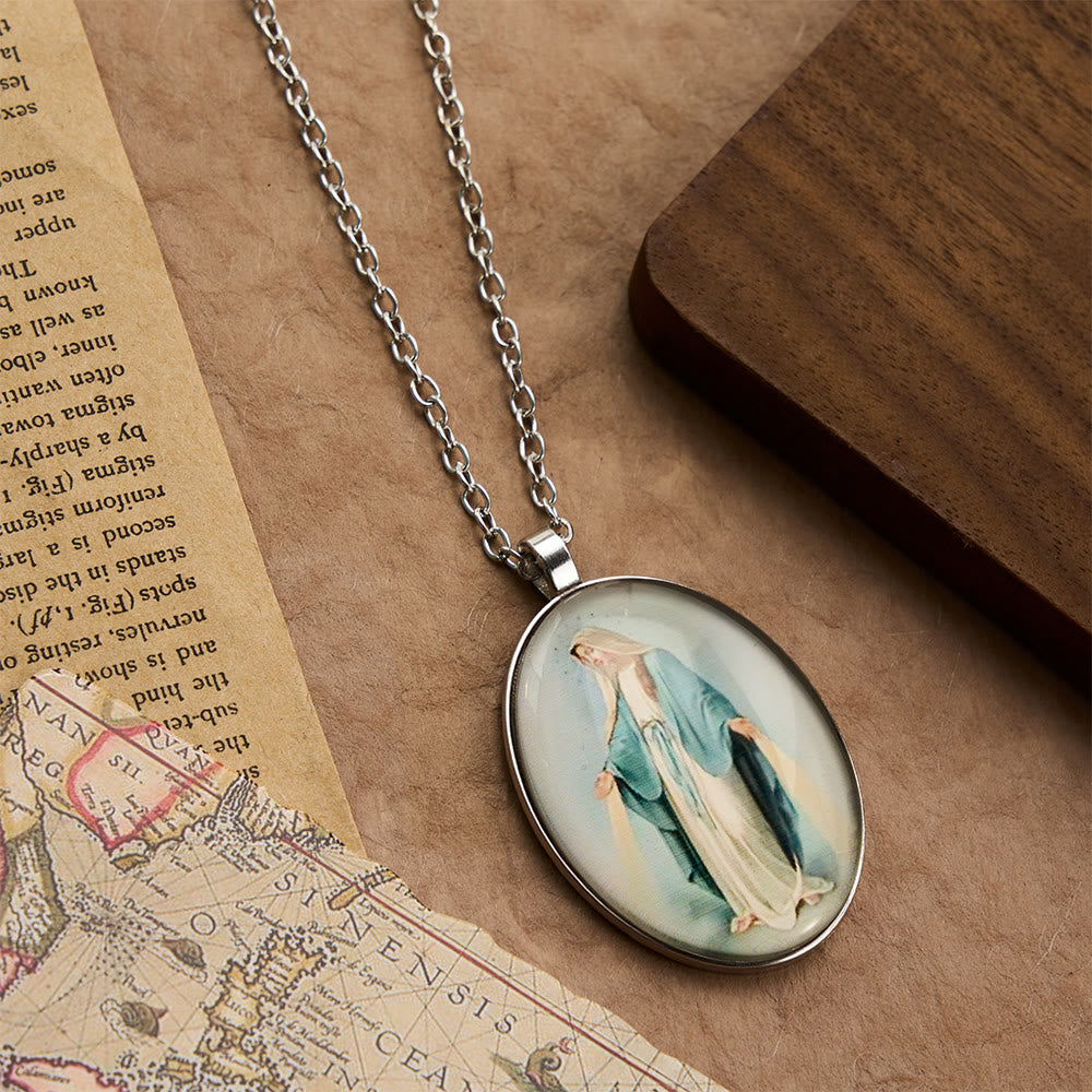 Christianartworkshop Pray Virgin Mary Blessed Pendant Miraculous Medal Necklace - image 3
