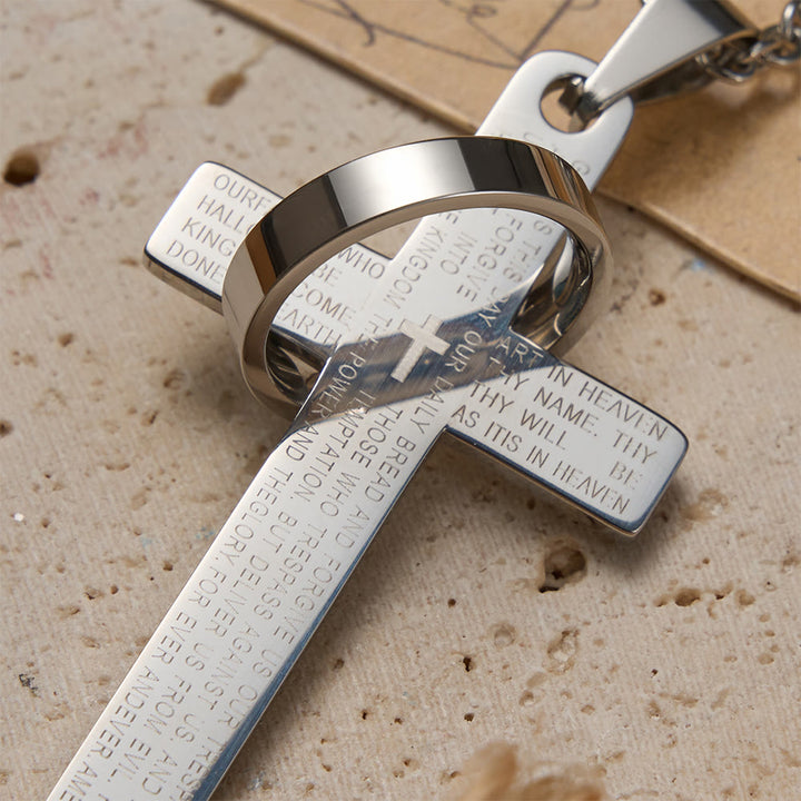 FREE Today: Lord’s Prayer Engraved Cross Pendant Necklace with Spinning Ring - image 8