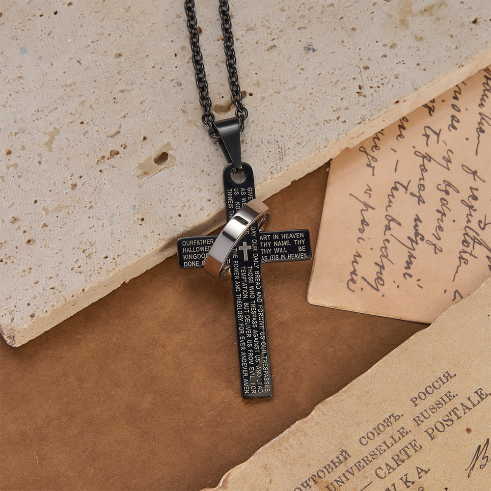 FREE Today: Lord’s Prayer Engraved Cross Pendant Necklace with Spinning Ring - image 4