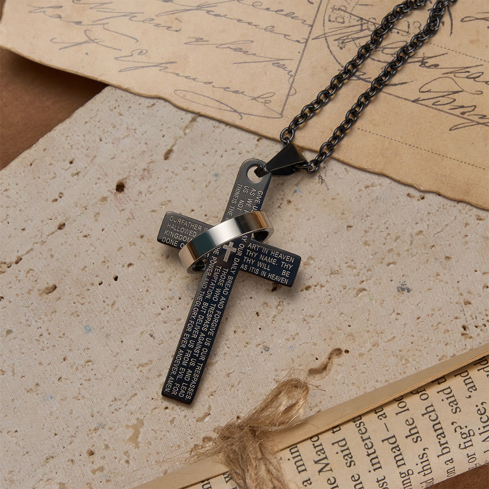 FREE Today: Lord’s Prayer Engraved Cross Pendant Necklace with Spinning Ring - image 5