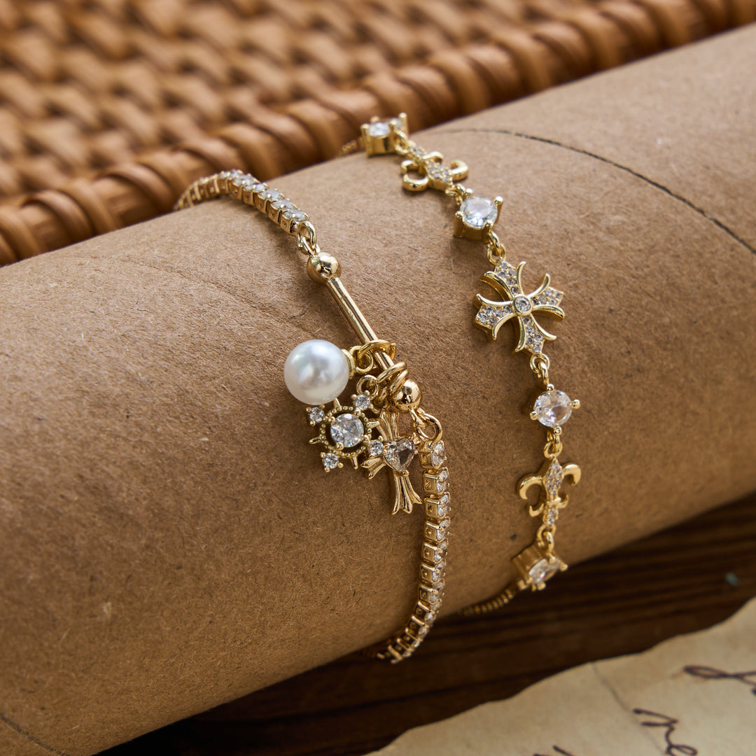Christianartworkshop Fleur-De-Lis Sacred Cross Charm Bracelet: Personalized Emblem of Gentle Heavenly Peace - image 0