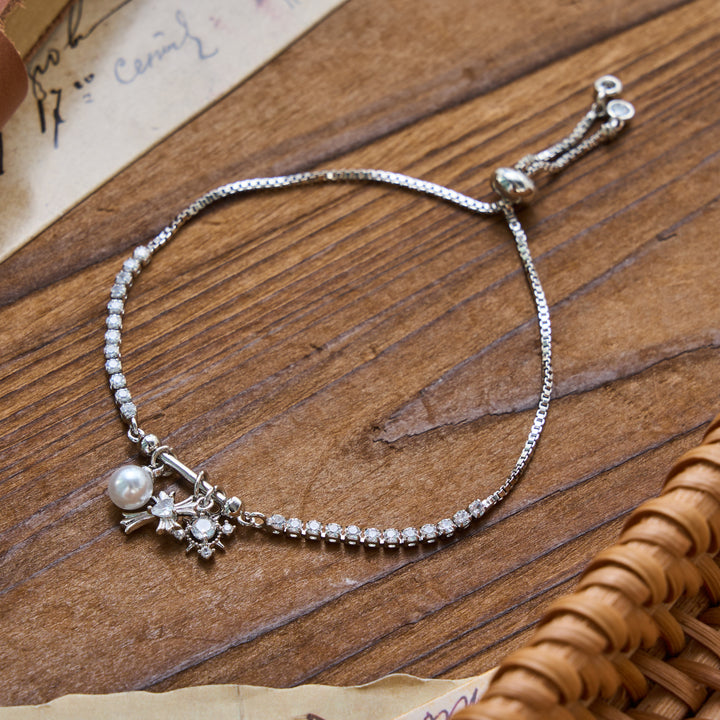 Christianartworkshop Fleur-De-Lis Sacred Cross Charm Bracelet: Personalized Emblem of Gentle Heavenly Peace - Cross%Snowflake - Silver - image 9