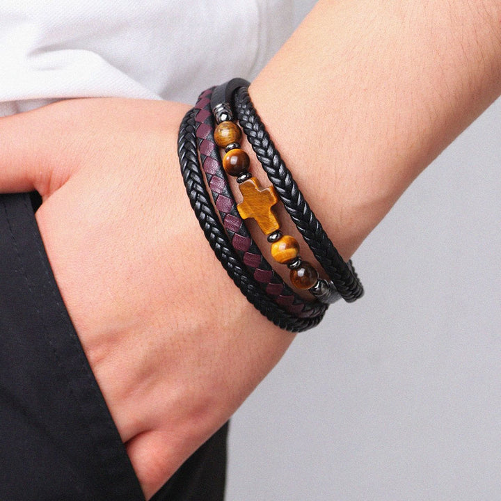 FREE Today: Natural Stone Cross Accent Braided Wrap Bracelet: Personalized Emblem of Abiding Divine Tenderness - image 5