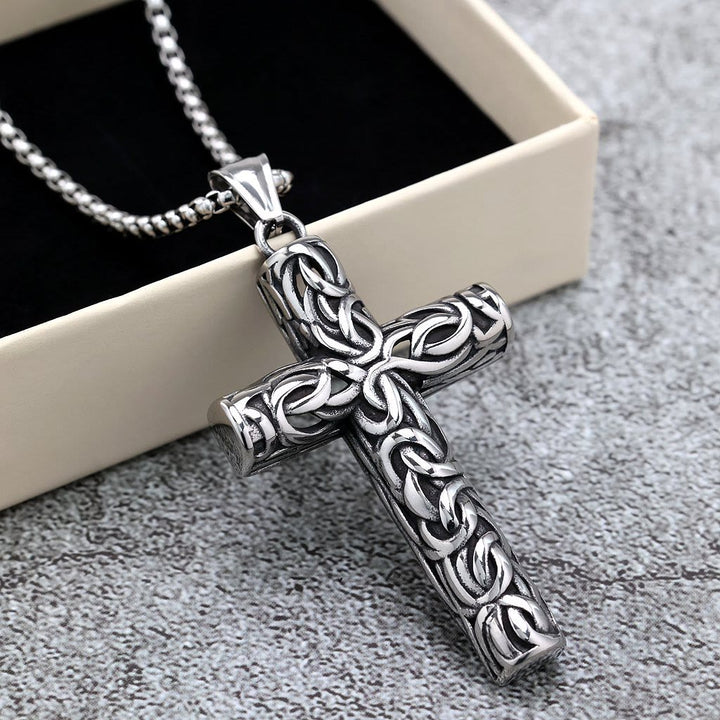 Christianartworkshop Hollow Twisted Knot Relief Cross Pendant Necklace: Timeless Emblem of Gentle Heavenly Guardianship - image 3