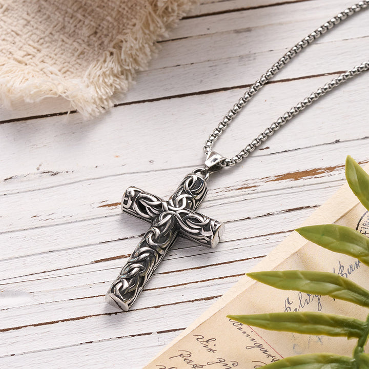 Christianartworkshop Hollow Twisted Knot Relief Cross Pendant Necklace: Timeless Emblem of Gentle Heavenly Guardianship - image 4