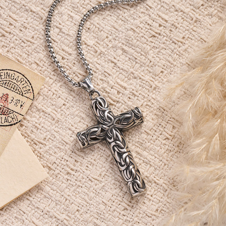 Christianartworkshop Hollow Twisted Knot Relief Cross Pendant Necklace: Timeless Emblem of Gentle Heavenly Guardianship - image 5