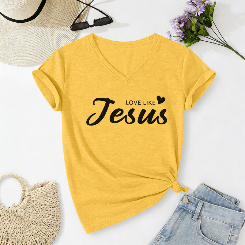 Christianartworkshop Dear Person Behind Me Full Back Text John 15:12 Verse Front Love Slogan Casual V-neck T-shirt - image 26