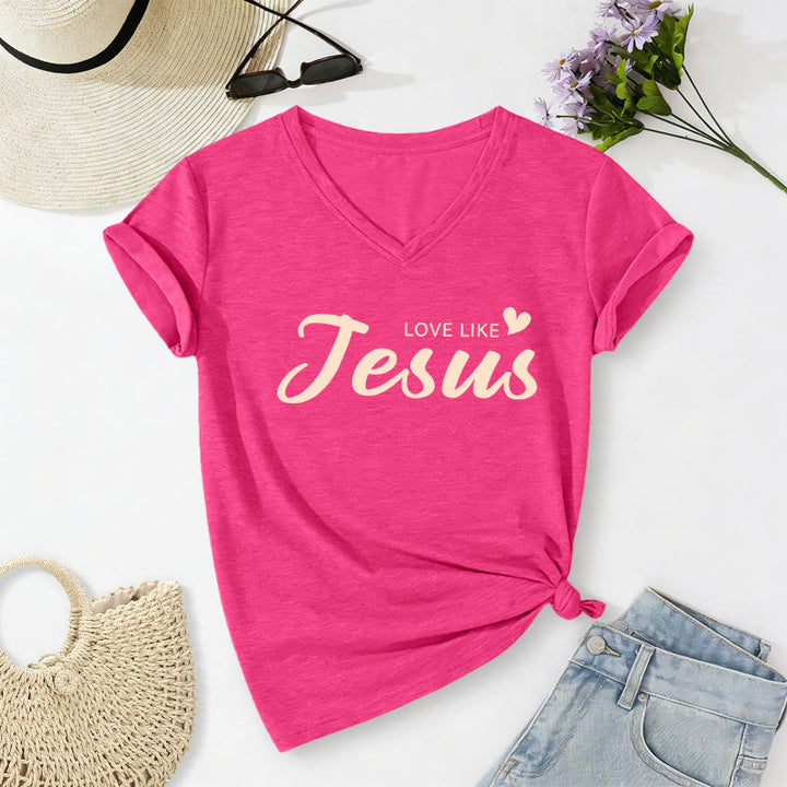 Christianartworkshop Dear Person Behind Me Full Back Text John 15:12 Verse Front Love Slogan Casual V-neck T-shirt - image 50