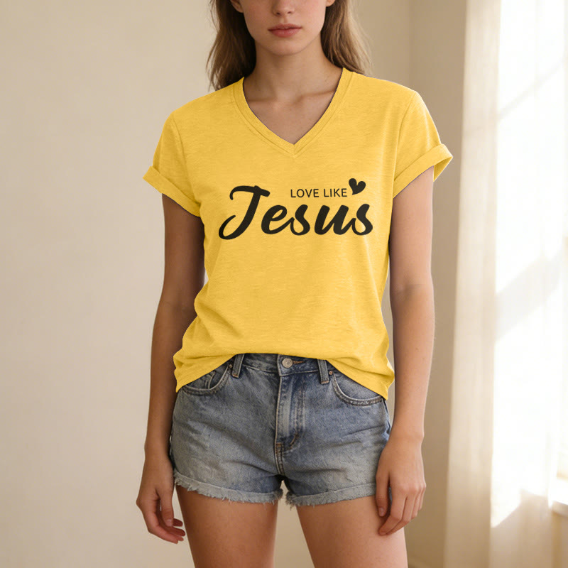 Christianartworkshop Dear Person Behind Me Full Back Text John 15:12 Verse Front Love Slogan Casual V-neck T-shirt - image 27