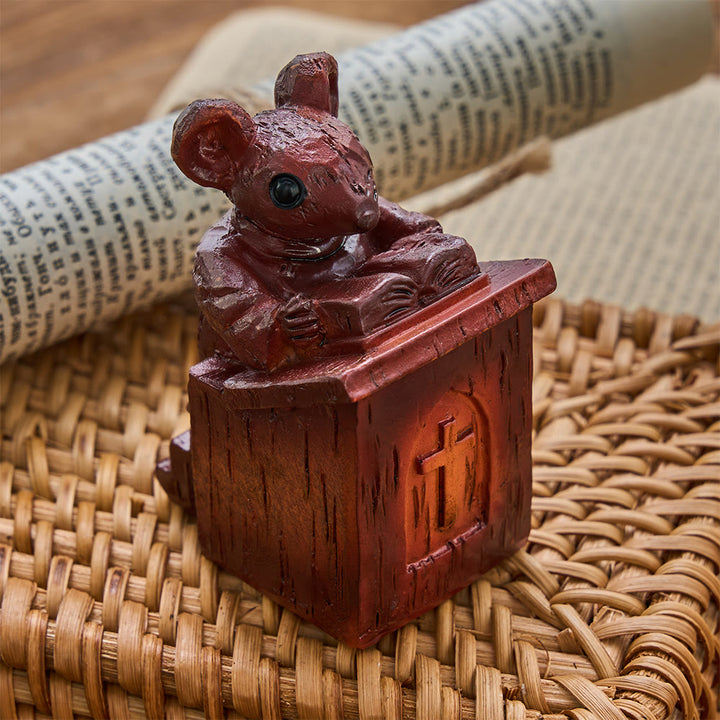 Christianartworkshop Rustic Vintage Style Brown Resin Church Mice Stereoscopic Desktop Ornaments - image 3