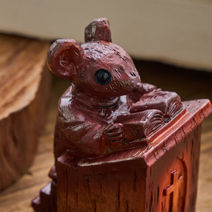 Christianartworkshop Rustic Vintage Style Brown Resin Church Mice Stereoscopic Desktop Ornaments - image 4