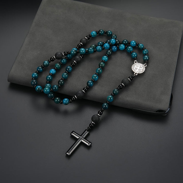 Christianartworkshop Natural Stone Cross Multi-Turn Wrap Convertible Necklace & Bracelet: Timeless Emblem of Gentle Heavenly Guardianship - image 1