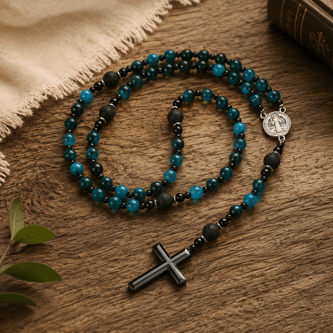 Christianartworkshop Blue Tiger's Eye Rosary: Timeless Emblem of Gentle Heavenly Guardianship - image 5