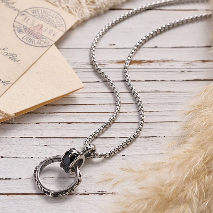 Christianartworkshop Textured Ring Cross Inset Pendant Box Chain Necklace: Timeless Emblem of Gentle Heavenly Guardianship - image 2