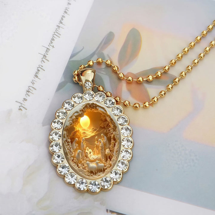 Christianartworkshop Oval Border Frame Jesus Portrait Ball Chain Necklace: Timeless Emblem of Gentle Heavenly Guardianship - image 2