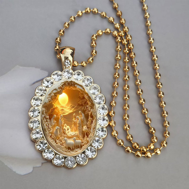 Christianartworkshop Oval Border Frame Jesus Portrait Ball Chain Necklace: Timeless Emblem of Gentle Heavenly Guardianship - image 4