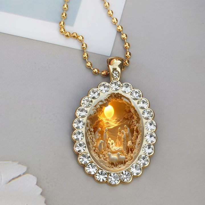 Christianartworkshop Oval Border Frame Jesus Portrait Ball Chain Necklace: Timeless Emblem of Gentle Heavenly Guardianship - image 3