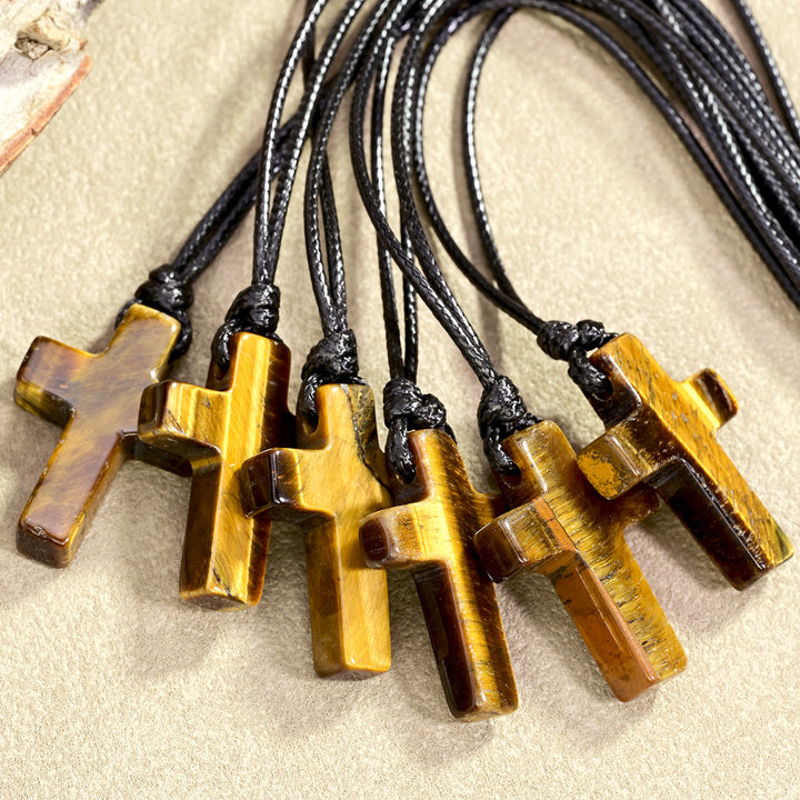 Christianartworkshop Tiger Eye Cross Braided Adjustable Cord Necklace: Timeless Emblem of Gentle Heavenly Guardianship - image 4