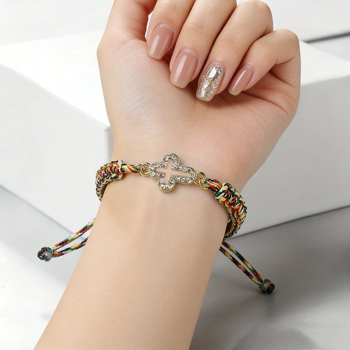 Christianartworkshop Sacred Cross Woven Cord Wrist Bracelet: Personalized Emblem of Abiding Divine Tenderness - image 1