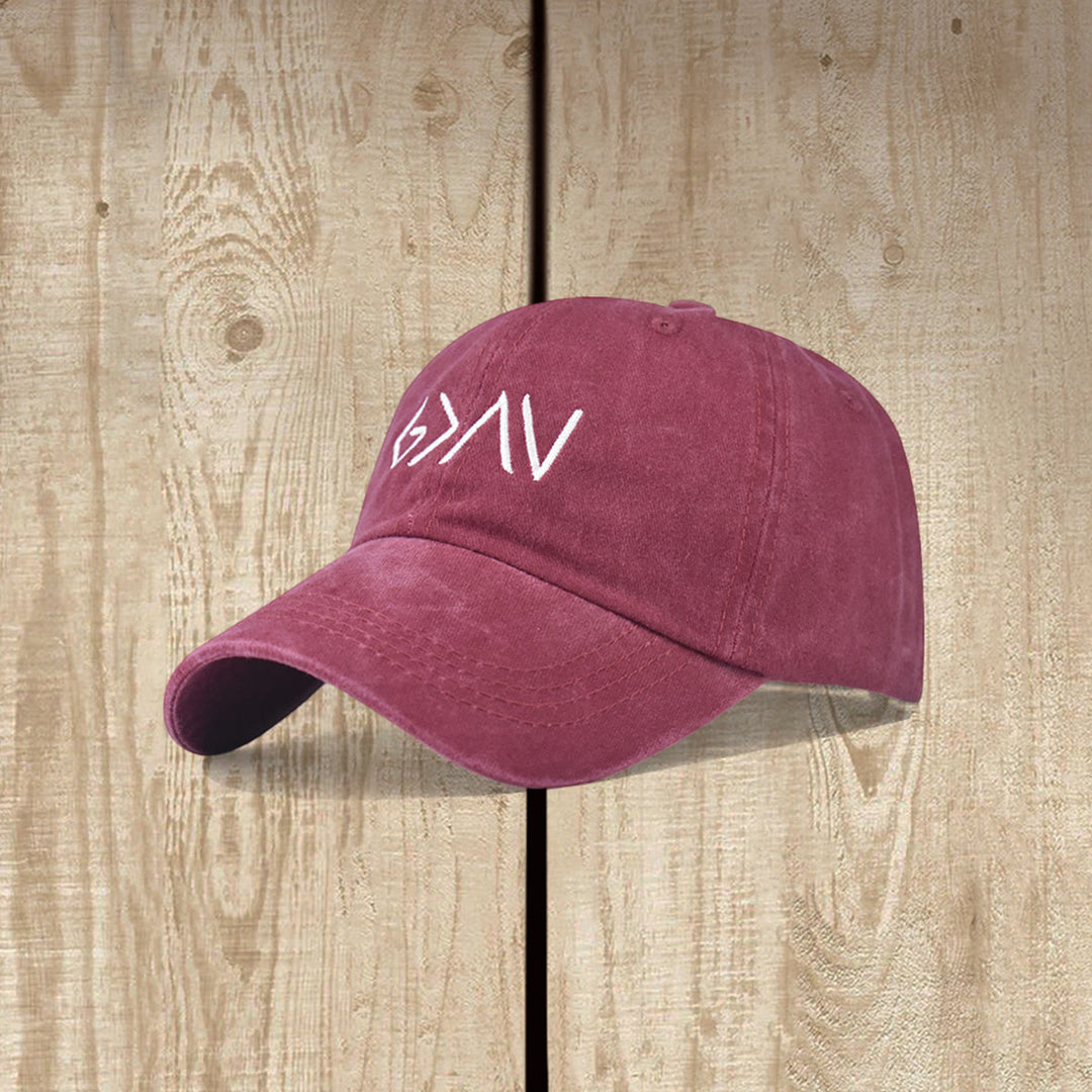 Christianartworkshop Greater Than Hardship Minimal Arrow Symbol Embroidery Washed Baseball Cap - Burgundy - image 10