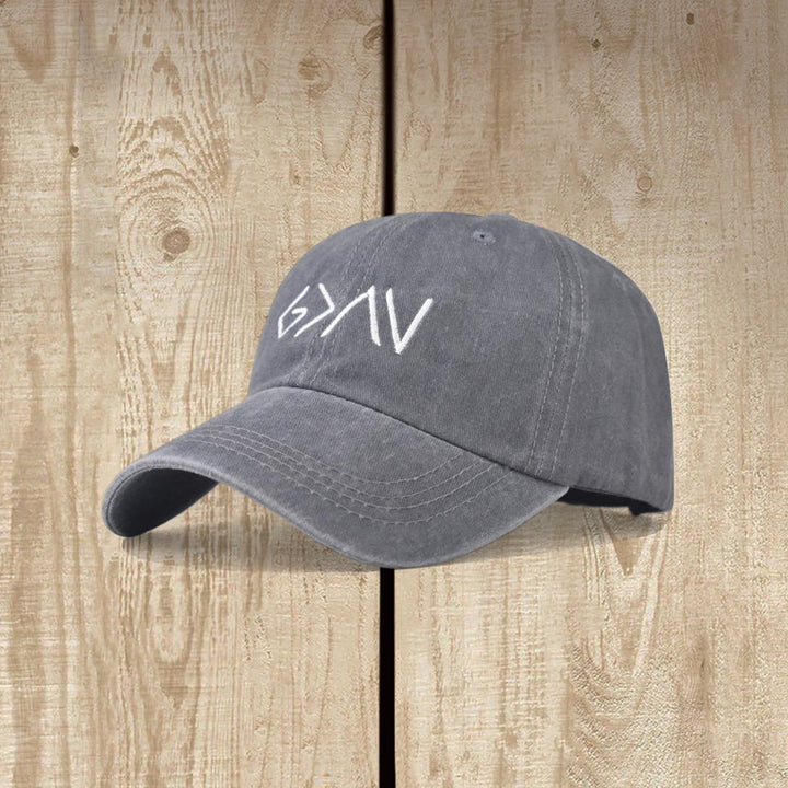 Christianartworkshop Greater Than Hardship Minimal Arrow Symbol Embroidery Washed Baseball Cap - Grey - image 9