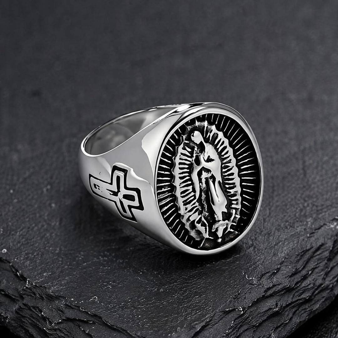 Christianartworkshop Deep Relief Our Lady Of Guadalupe Statement Ring: Timeless Emblem of Unshakable Sacred Faith - image 10