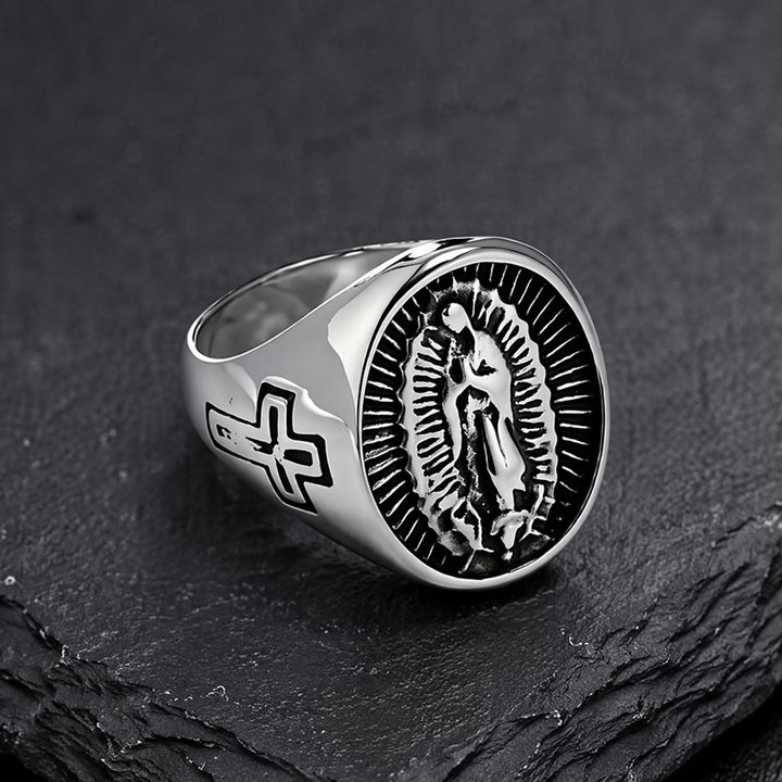 Christianartworkshop Deep Relief Our Lady Of Guadalupe Statement Ring: Timeless Emblem of Unshakable Sacred Faith - image 10