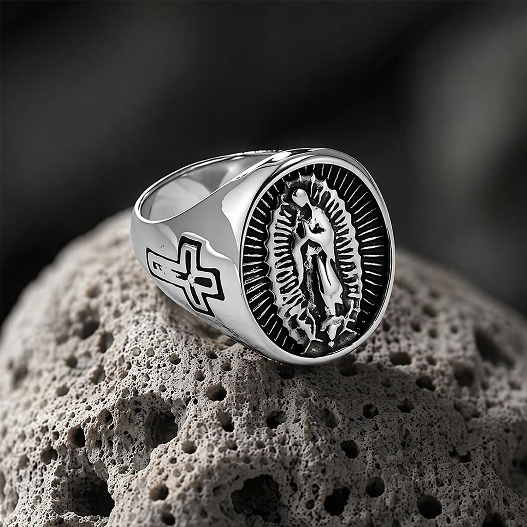 Christianartworkshop Deep Relief Our Lady Of Guadalupe Statement Ring: Timeless Emblem of Unshakable Sacred Faith - image 11