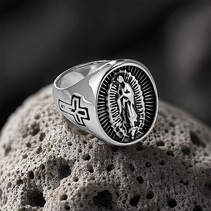 Christianartworkshop Deep Relief Our Lady Of Guadalupe Statement Ring: Timeless Emblem of Unshakable Sacred Faith - image 11