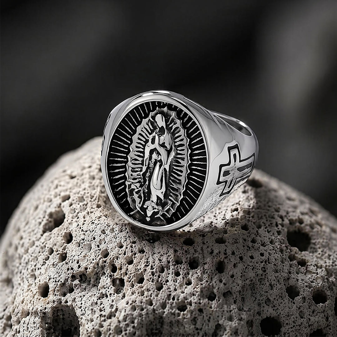 Christianartworkshop Deep Relief Our Lady Of Guadalupe Statement Ring: Timeless Emblem of Unshakable Sacred Faith - image 9