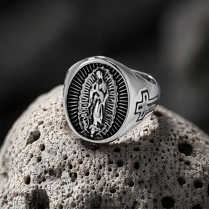 Christianartworkshop Deep Relief Our Lady Of Guadalupe Statement Ring: Timeless Emblem of Unshakable Sacred Faith - image 9