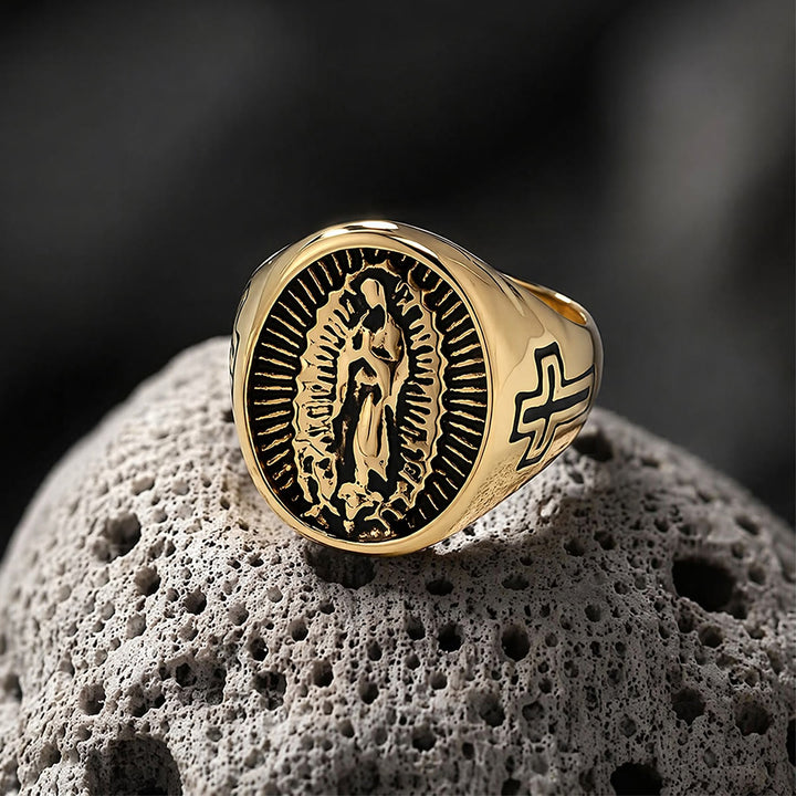 Christianartworkshop Deep Relief Our Lady Of Guadalupe Statement Ring: Timeless Emblem of Unshakable Sacred Faith - image 5