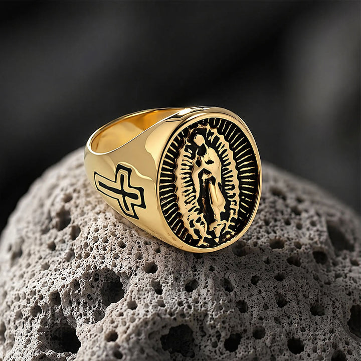 Christianartworkshop Deep Relief Our Lady Of Guadalupe Statement Ring: Timeless Emblem of Unshakable Sacred Faith - image 6