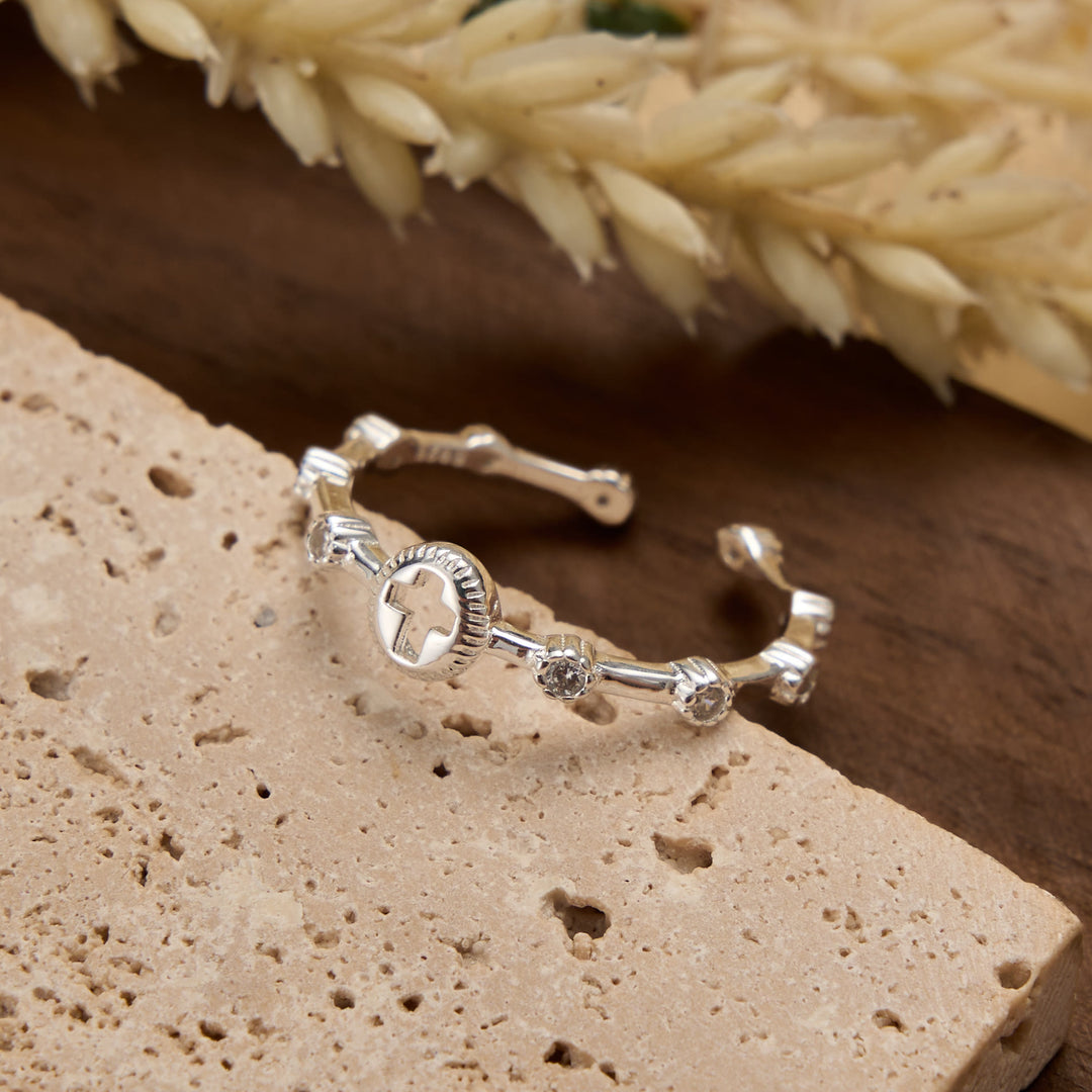 Christianartworkshop Sterling Silver Hollow Cross Open Adjustable Ring: Timeless Emblem of Unshakable Sacred Faith - image 4