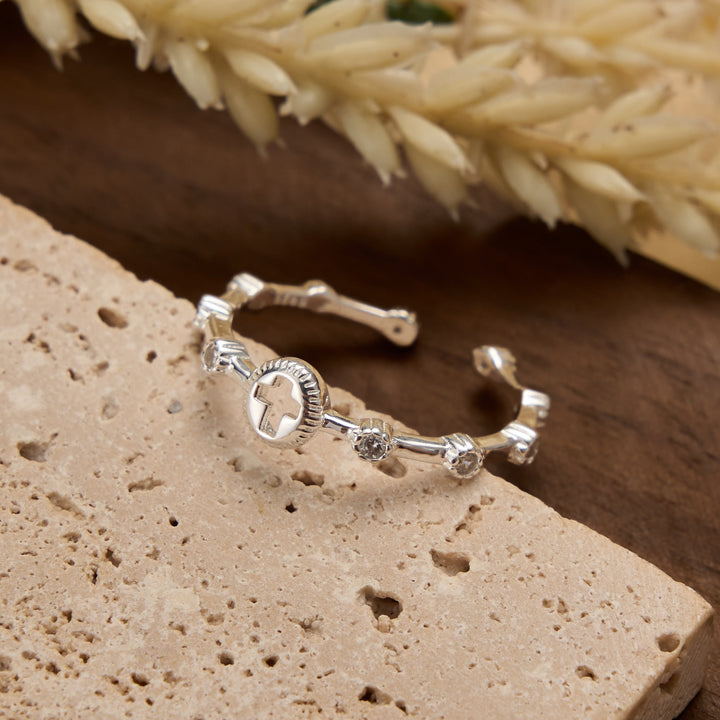 Christianartworkshop Sterling Silver Hollow Cross Open Adjustable Ring: Timeless Emblem of Unshakable Sacred Faith - image 4