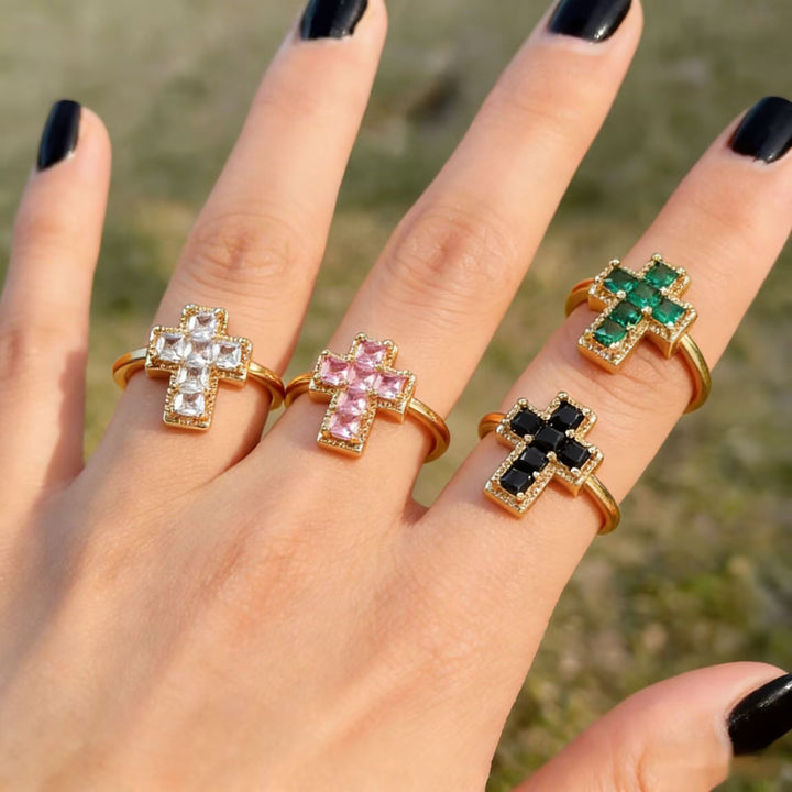 Christianartworkshop Multi-Tone Framed Cross Adjustable Faith Ring: Timeless Emblem of Unshakable Sacred Faith - image 1