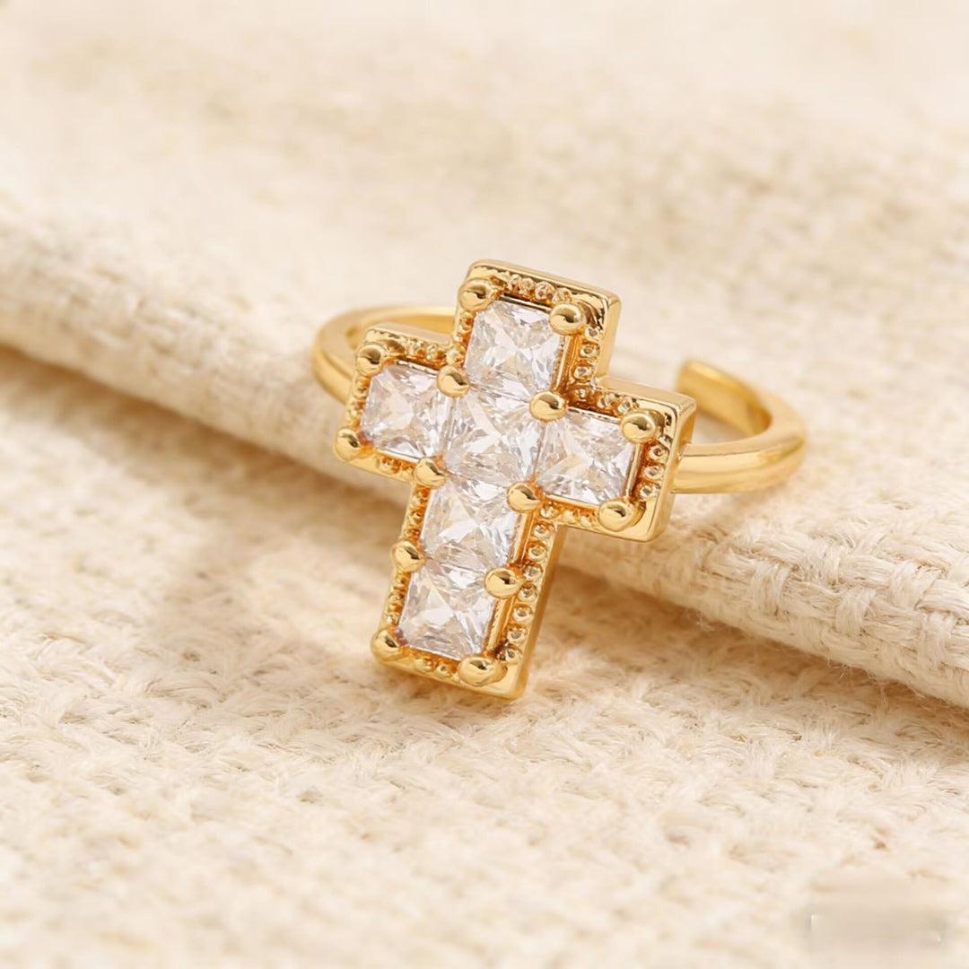 Christianartworkshop Multi-Tone Framed Cross Adjustable Faith Ring: Timeless Emblem of Unshakable Sacred Faith - White - image 6