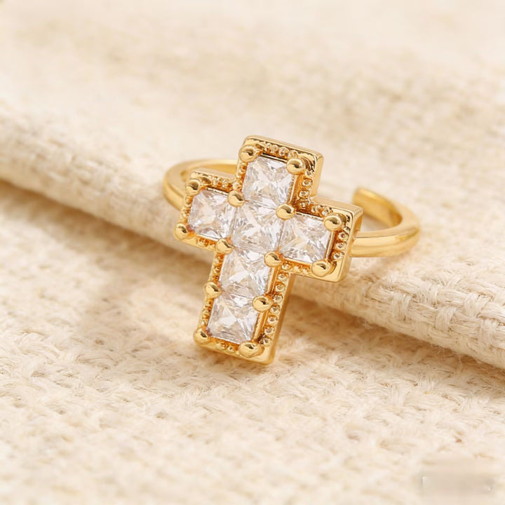 Christianartworkshop Multi-Tone Framed Cross Adjustable Faith Ring: Timeless Emblem of Unshakable Sacred Faith - White - image 6