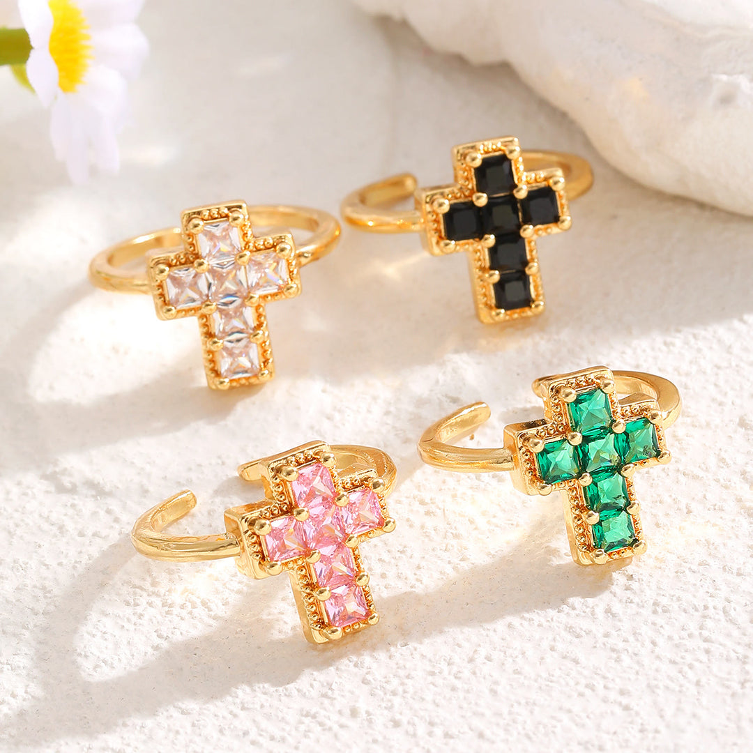 Christianartworkshop Multi-Tone Framed Cross Adjustable Faith Ring: Timeless Emblem of Unshakable Sacred Faith - image 0
