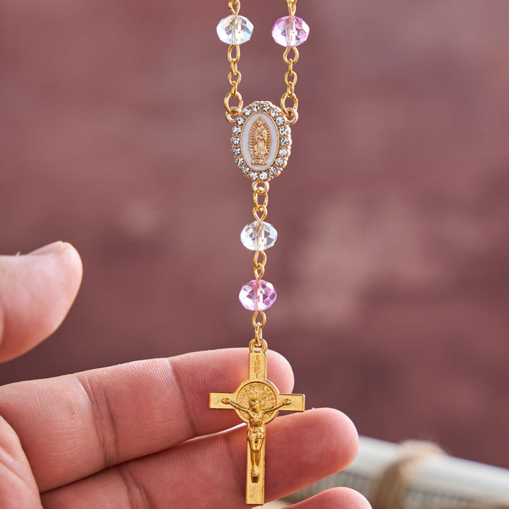 Christianartworkshop Oval Sacred Portrait Our Lady Multi-Tone Bead Crucifix Car Hanging Pendant: A Reminder of Merciful Divine Protection on Every Trip - image 12