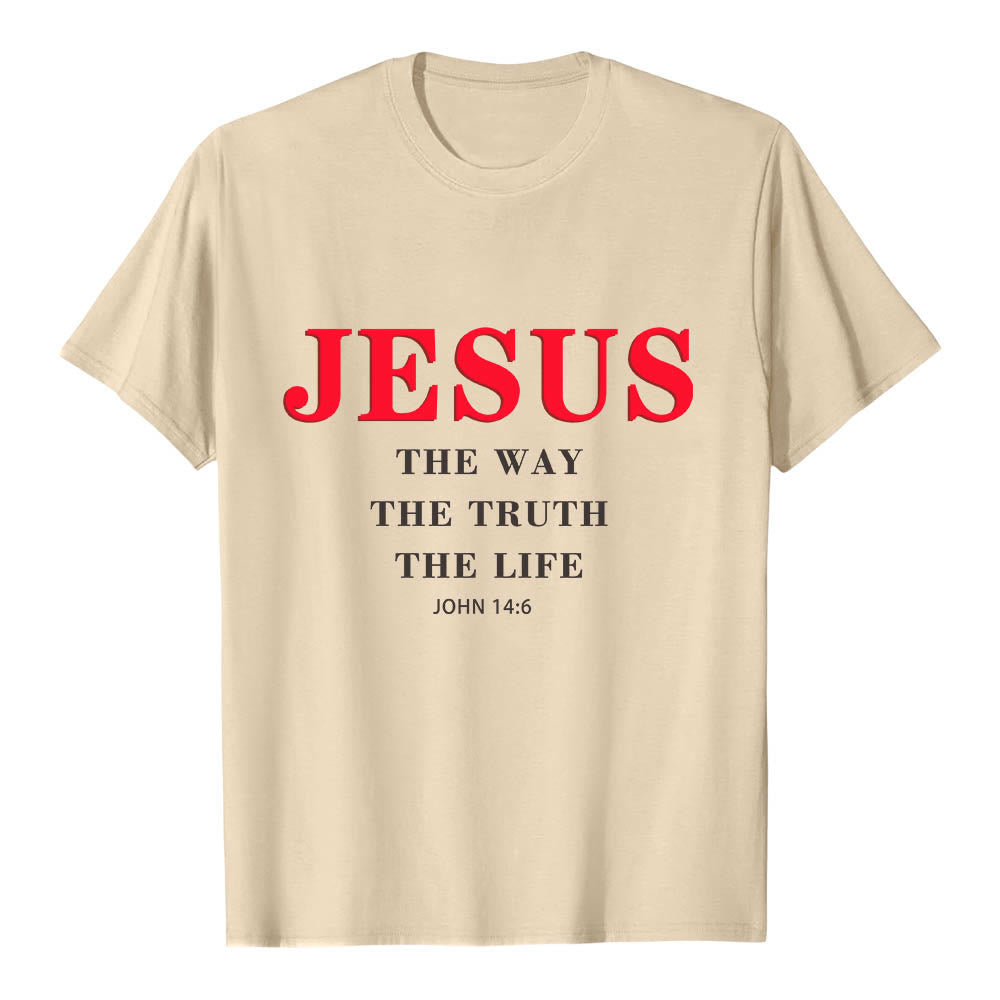 Christianartworkshop Large Bold Serif JESUS The Way The Truth The Life John 14:6 Print Premium Short Sleeve T-Shirt - Beige - 2XL - image 18