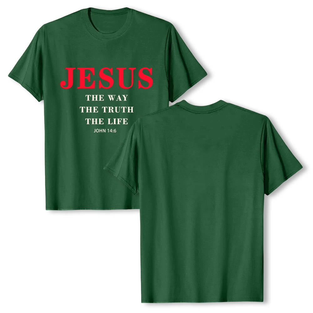 Christianartworkshop Large Bold Serif JESUS The Way The Truth The Life John 14:6 Print Premium Short Sleeve T-Shirt - image 4